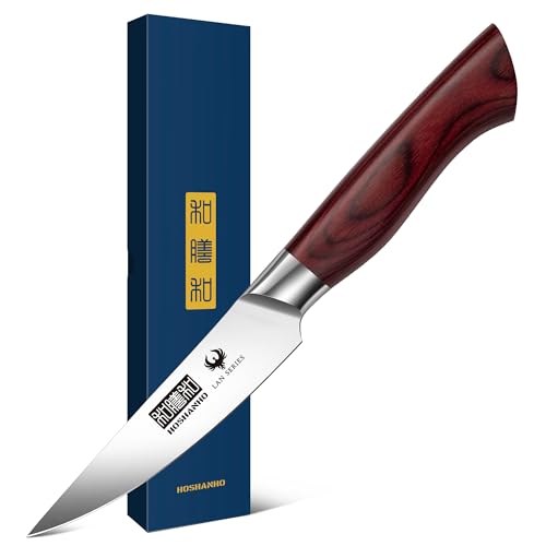 HOSHANHO Schälmesser 9.5cm, Obst und Gemüsemesser, Küchen Messer Klein Edelstahl Obstmesser, Ergonomischer Griff von HOSHANHO
