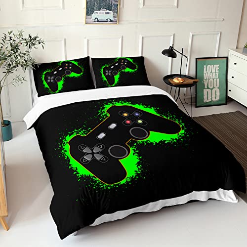 HOSIMA Gamepad Bettwäsche für Kinder Jungen Jugendliche 2 teilig Spieler Bettbezug Set für Einzelbett, 1 mal 135x200cm Moderner Bedruckter Bettbezüge mit Reißverschluss und 1 mal 80x80cm Kissenbezug von HOSIMA