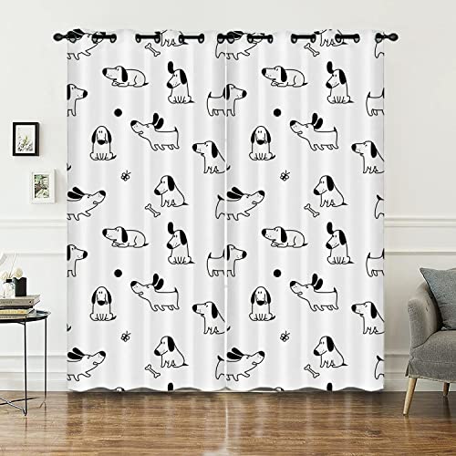 HOSIMA Hund Vorhänge Blickdicht Gardinen Mit Ösen,2-Set 117x183cm Prägnant Niedlich Leichte & weiche Verdunklungsvorhänge für Wohnzimmer Kinderzimmer Jugendzimmer(Hund 117x183cm) von HOSIMA