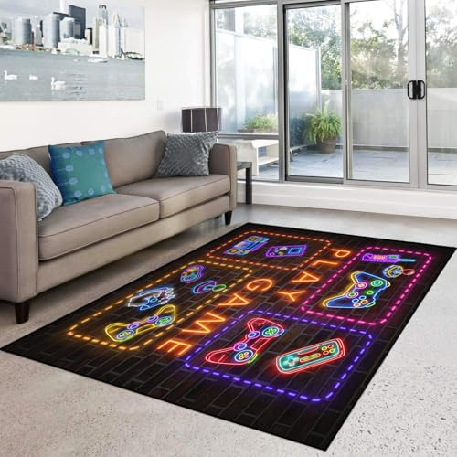 HOSIMA Teppich, Weiche Bodenmatte, Game Controller Print Schlafzimmer rutschfeste Bodenmatte, Kurzflor Flauschige Bodenmatte, Waschbar(Game Controller M) von HOSIMA