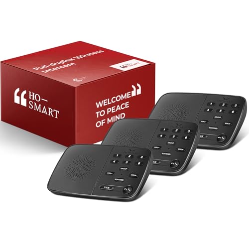 Hosmart UltraSpeak Pro Funk-Intercoms für Zuhause, 2024 Full-Duplex-Funk-Intercom-System für Unternehmen, Raum-zu-Raum-Intercom Zwei-Wege-Echtzeit-Intercom mit 400 Meter Reichweite (3 Stationen) von HOSMART