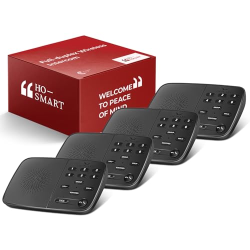 Hosmart UltraSpeak Pro Funk-Intercoms für Zuhause, 2024 Full-Duplex-Funk-Intercom-System für Unternehmen, Raum-zu-Raum-Intercom Zwei-Wege-Echtzeit-Intercom mit 400 Meter Reichweite (4 Stationen) von HOSMART