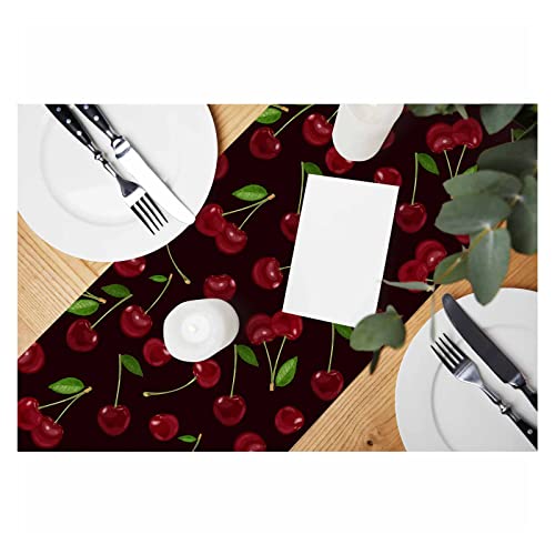 HOSNYE Tischläufer mit roter Kirsche, Baumwoll-Leinen, Tischläufer, Dekoration für Küche, Familie, Abendessen, Tisch, Urlaub, Party, Bauernhaus-Stil, 33 x 183 cm HOSNYE Tischläufer mit roter Kirsche, Baumwoll-Leinen, Tischläufer, Dekoration für Küche, Familie, Abendessen, Tisch, Urlaub, Party, Bauernhaus-Stil, 33 x 183 cm von HOSNYE