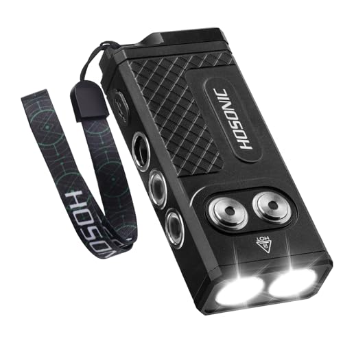 HOSONIC D16 2060 Lumen Taschenlampe Extrem Hell, Starke Multifunktionale LED-Taschenlampe Aufladbar mit UV-Licht Magnet, IP67 Wasserdichte Mini-Taschenlampe für Outdoor Wandern von HOSONIC