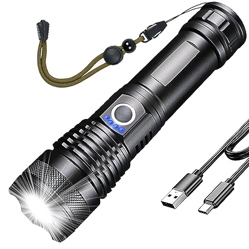 HOSONIC LED Taschenlampe Aufladbar, Extrem Hell 2000 Lumen Taschenlampen Batteriebetrieben USB, Starke Flashlight mit 5 Lichtmodi, IPX4 Wasserdicht für Camping Wandern Notfälle von HOSONIC