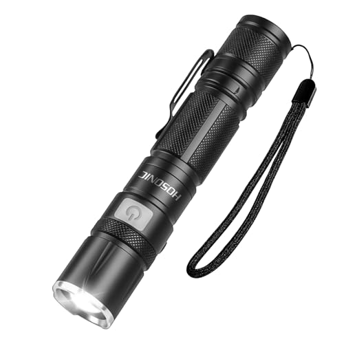 HOSONIC Taschenlampe Klein Led Aufladbar Extrem Hell 2000 Lumen Taktische Zoombare Clip Taschenlampen 5 Lichtmodi IPX4 Wasserdicht Mini Usb Flashlight für Camping Wandern Notfälle von HOSONIC
