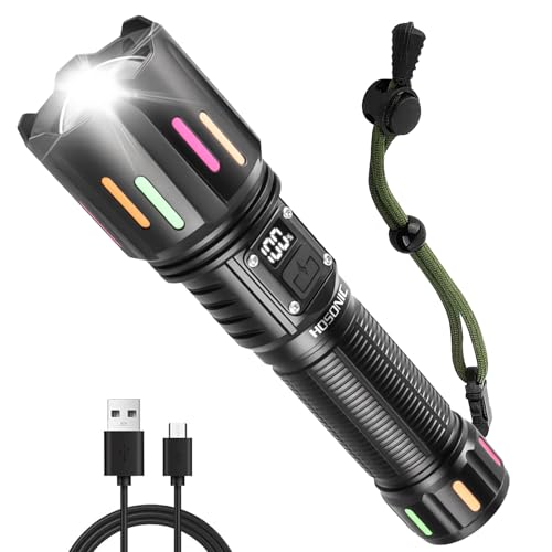 HOSONIC Taschenlampe Led Aufladbar, Extrem Hell 3000 Lumen Zoombare Taktische Taschenlampe mit 5 Lichtmodi, IPX4 Wasserdichte Starke Flashlight Torch für Camping Wandern Outdoor Notfäll von HOSONIC