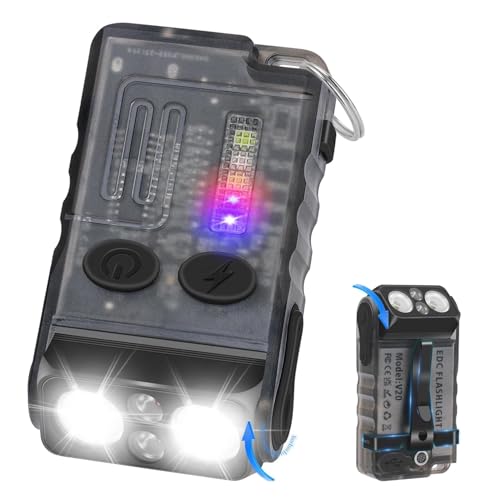 HOSONIC V20 Mini Starke Taschenlampe 180° Drehbar, 1000 Lumen LED Taschenlampe Extrem Hell Mit Rot Blau Grünes Licht, Taschenlampeled TYPE C Aufladbar Mit IP67 Wasserdicht Magnetische von HOSONIC