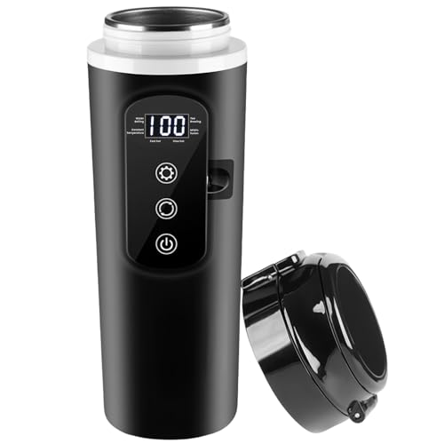 12v - 24v Wasserkocher für Auto, 500ml Elektrischer Reisewasserkocher Edelstahl mit 12 Volt Zigarettenanzünder für Heißwasser Kaffee Tee, KFZ Lkw Reise Camping, (50W-100W) von HOSPAOP