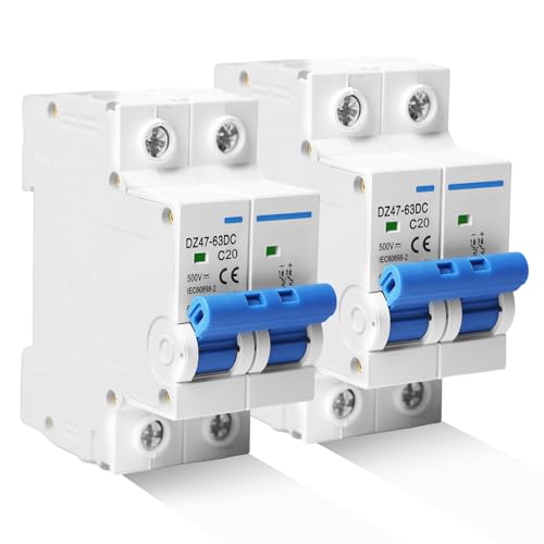2 Stück DC Trennschalter PV Anlage, 500V 20A 2 Polig Solar Leitungsschutzschalter, Sicherungsautomat Schutzschalter für Photovoltaik-Systeme, Schutzluftschalter 35mm DIN-Schienenmontage 2 Stück DC Trennschalter PV Anlage, 500V 20A 2 Polig Solar Leitungsschutzschalter, Sicherungsautomat Schutzschalter für Photovoltaik-Systeme, Schutzluftschalter 35mm DIN-Schienenmontage von HOSPAOP