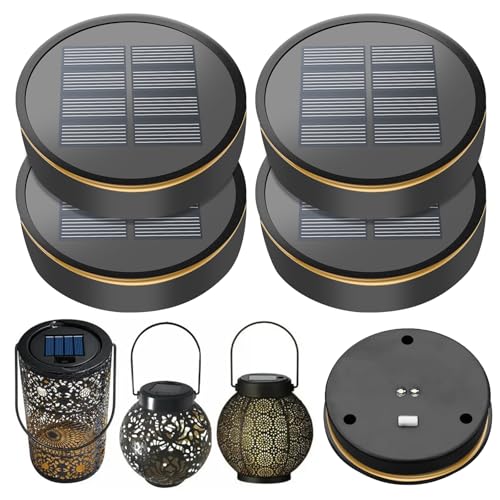 4 x Solarleuchten Ersatz Top 8cm, Solarlampe Ersatz Solarmodul mit Warmweiß / Bunt LED, Wasserdicht Solar Licht Ersatzteile für Solarlampen Laterne Deckel Garten von HOSPAOP