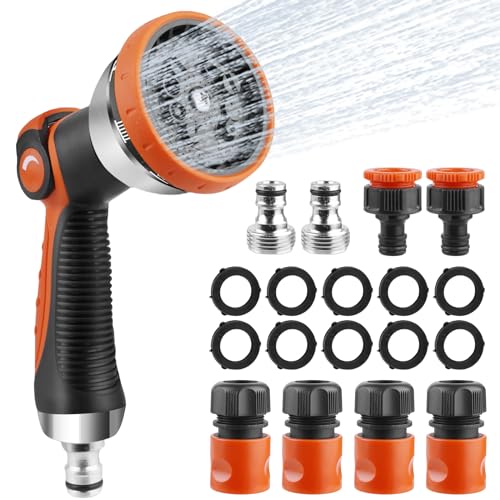 Gartenbrause Anzug, Garten Handbrause Metall Garten Spritzpistole mit 10 Bewässerungsmuster, Einstellbarer Wasserdurchfluss Bewässerungsbrause für Bewässerung, Autowäsche, Haustierdusche von HOSPAOP