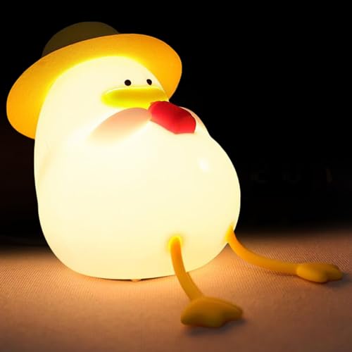 HOSPAOP Duck Nachtlicht Kinder Stilllicht, Silikon Nachttischlampe Aufladbar Touch LED Dimmbar Tischlampe Batterie Nachtlampe mit Timer, Geschenke für Kinderzimmer Baby Mädchen Junge von HOSPAOP