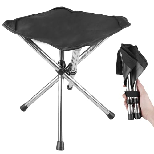 HOSPAOP Mini Klapphocker Faltbar Camping Hocker Angelhocker, Tragbarer Campinghocker Klappbar mit Tragetasche, bis 110KG, Falthocker für Angeln Wandern Gartenarbeit und Strand von HOSPAOP