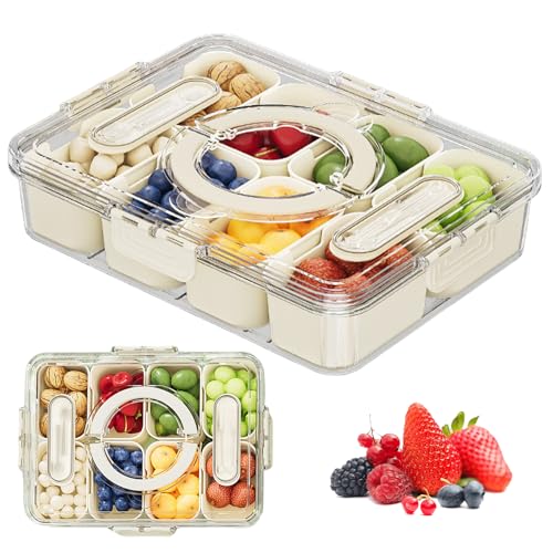 HOSPAOP Snackbox mit Fächern, Snackteller mit Deckel, Kunststoff Snackschale Set Auslaufsicher, Große Snacktablett Organizer für SüßIgkeiten Candy Veggie Keks Nüsse Desserts Obst, 8 Fächern HOSPAOP Snackbox mit Fächern, Snackteller mit Deckel, Kunststoff Snackschale Set Auslaufsicher, Große Snacktablett Organizer für SüßIgkeiten Candy Veggie Keks Nüsse Desserts Obst, 8 Fächern von HOSPAOP