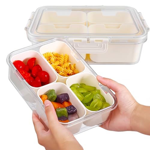 HOSPAOP Snackteller mit Fächern, Snackschale mit Deckel, Kunststoff Snackbox Snack Schalen Set Auslaufsicher, Snacktablett Organizer für SüßIgkeiten Candy Veggie Keks Nüsse Desserts Obst von HOSPAOP