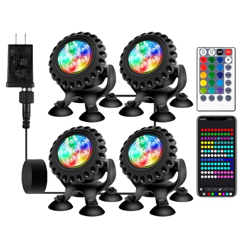 HOSPAOP Teichbeleuchtung Unterwasser Licht Pool LED, Poolbeleuchtung mit Fernbedienung, Bluetooth APP, RGB, IP68 Wasserdicht und Saugnapf für Pool Wasserfall Gartenteich Aquarium Beleuchtung (4 in 1) HOSPAOP Teichbeleuchtung Unterwasser Licht Pool LED, Poolbeleuchtung mit Fernbedienung, Bluetooth APP, RGB, IP68 Wasserdicht und Saugnapf für Pool Wasserfall Gartenteich Aquarium Beleuchtung (4 in 1) von HOSPAOP