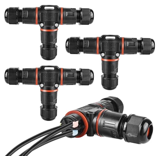 Kabelverbinder Wasserdicht 3 Polig, IP68 Verbindungsmuffe Erdkabel Verteilerdose 3 Wege für Ø3-12 mm Kabeldurchmesser, Verbindungsbox Abzweigdose Außen Wasserdicht, 3 Stück Schwarz von HOSPAOP