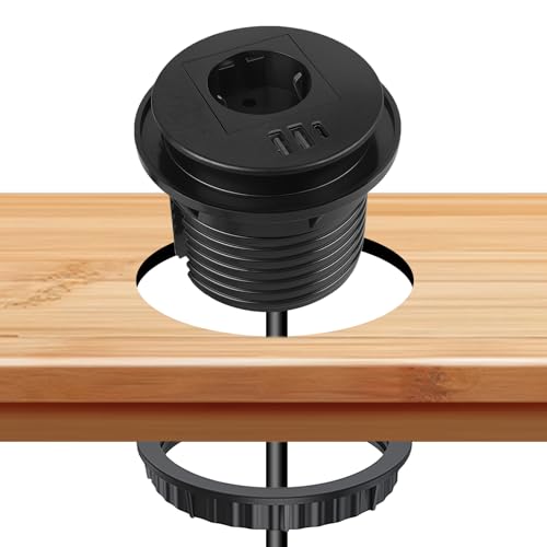 Versenkbare Steckdose mit 3 USB, Einbau Steckdosenleiste 1-Fach mit 1.7m Kabel, Tischplatte Versenkte Einbausteckdose, Tischsteckdose für Schreibtisch Möbel oder Arbeitsflächen Versenkbare Steckdose mit 3 USB, Einbau Steckdosenleiste 1-Fach mit 1.7m Kabel, Tischplatte Versenkte Einbausteckdose, Tischsteckdose für Schreibtisch Möbel oder Arbeitsflächen von HOSPAOP
