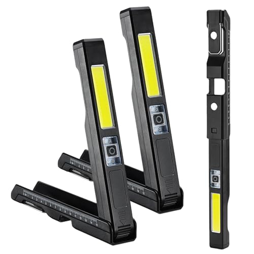 Werkstattlampe LED Akku Arbeitsleuchte USB Aufladbar mit Magnet Haken und Herrscher, Taschenlampe Werkstatt Handlampe COB Arbeitslampe für Werkstatt Auto KFZ Camping, Geschenke für Männer, 2 Stück von HOSPAOP