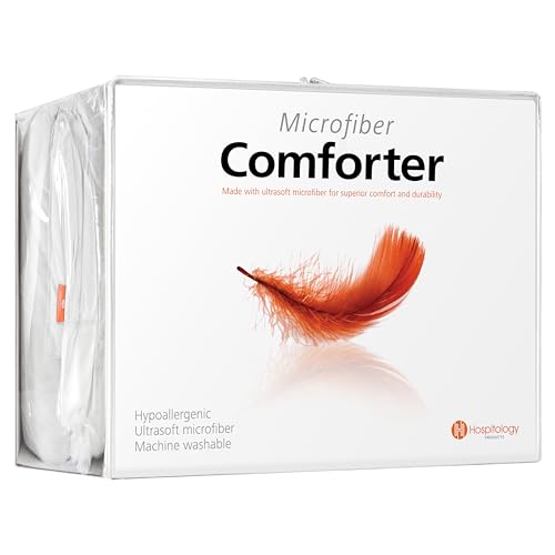 HOSPITOLOGY PRODUCTS Weiße Mikrofaser Steppdecke California King Hypoallergene Bettdecke Einsatz Gänsedaunen Alternative gesteppt – Eckschlaufen – Box genäht – waschbar – 264,2 cm B x 248,9 cm L von HOSPITOLOGY PRODUCTS
