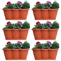 Hossi's Wholesale - 6er Set 40cm Blumenkasten Balkonkasten Pflanzkasten Terracotta im Wellendesign inkl. passenden Bewässerungsuntersetzer Hossi's Wholesale - 6er Set 40cm Blumenkasten Balkonkasten Pflanzkasten Terracotta im Wellendesign inkl. passenden Bewässerungsuntersetzer von HOSSI'S WHOLESALE