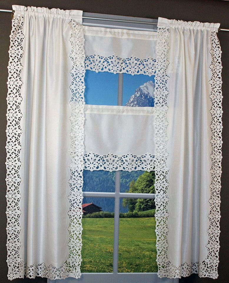 HOSSNER - ART OF HOME DECO Gardine Rießersee, Stangendurchzug (1 St), blickdicht, mit Ausbrenner-Stickerei von HOSSNER - ART OF HOME DECO