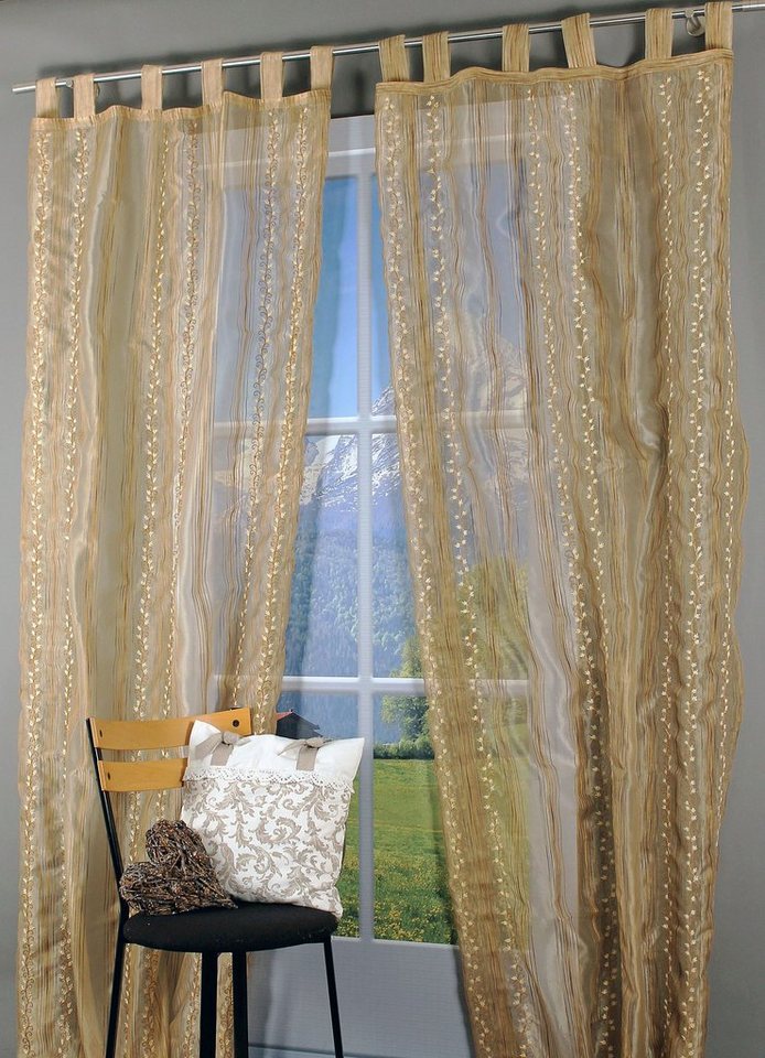 HOSSNER - ART OF HOME DECO Gardine Spilauersee, Schlaufen (1 St), transparent, Schlaufenschal mit toller Stickerei von HOSSNER - ART OF HOME DECO