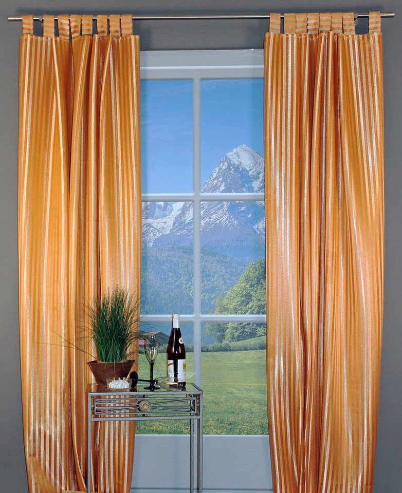 HOSSNER - ART OF HOME DECO Gardine Triftsee, Schlaufen (1 St), blickdicht, Schlaufenschal mit gewebten Streifen von HOSSNER - ART OF HOME DECO