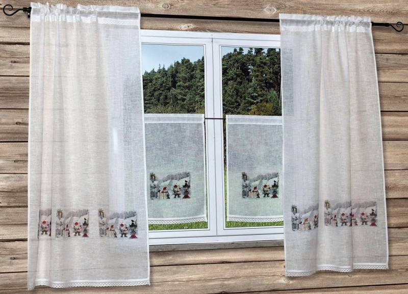 HOSSNER - ART OF HOME DECO Gardine Wichtel, Stangendurchzug (1 St), halbtransparent, weihnachtlicher Landhaus-Look von HOSSNER - ART OF HOME DECO