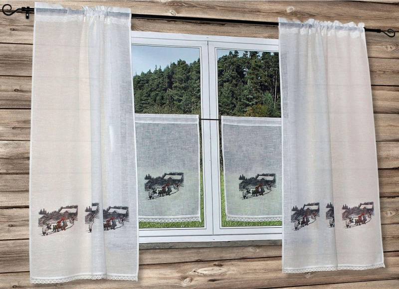 HOSSNER - ART OF HOME DECO Gardine Wintermärchen, Stangendurchzug (1 St), halbtransparent, Landhaus-Look von HOSSNER - ART OF HOME DECO