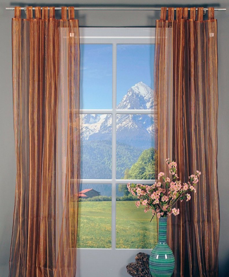 HOSSNER - ART OF HOME DECO Gardine Gosausee, Schlaufen (1 St), transparent, Schlaufenschal im Streifen-Design von HOSSNER - ART OF HOME DECO