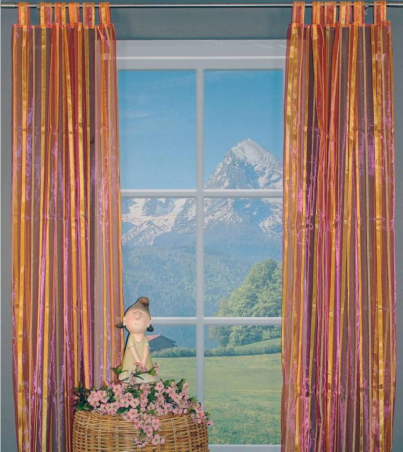 HOSSNER - ART OF HOME DECO Gardine Seebensee, Schlaufen (1 St), transparent, Schlaufenschal im zeitlosen Design von HOSSNER - ART OF HOME DECO