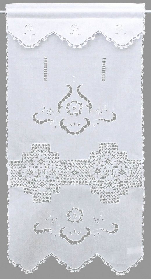 HOSSNER - ART OF HOME DECO Panneaux Bondone, Stangendurchzug (1 St), halbtransparent, Wirkware, Häkelspitze - ECHTE Handarbeit von HOSSNER - ART OF HOME DECO