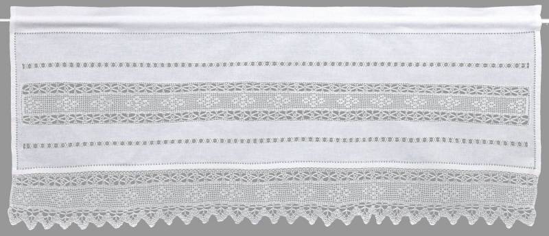 HOSSNER - ART OF HOME DECO Querbehang Birnhorn (1 St), Stangendurchzug, halbtransparent, Wirkware, Häkelspitze - ECHTE Handarbeit von HOSSNER - ART OF HOME DECO