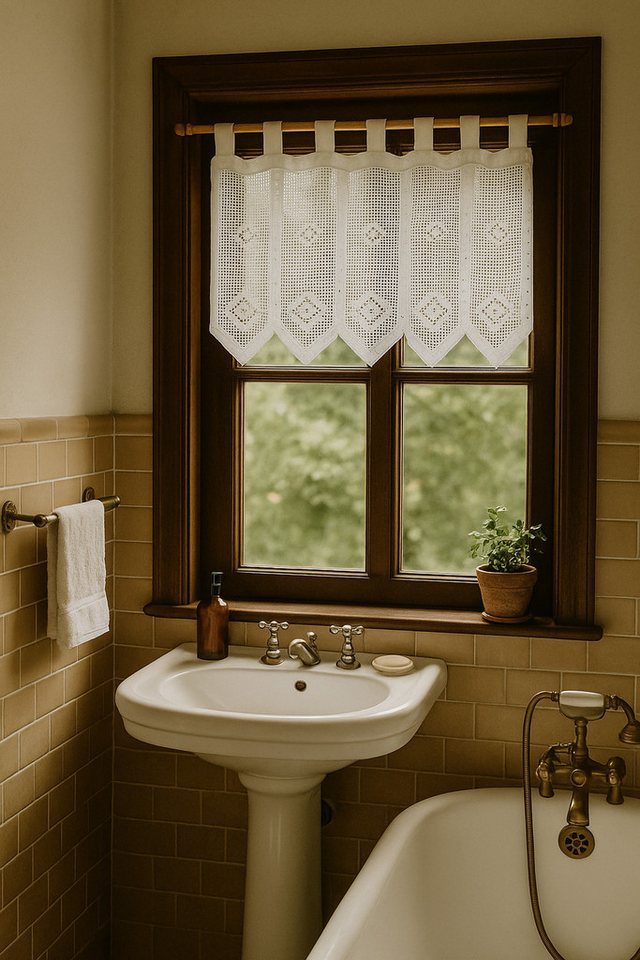 HOSSNER - ART OF HOME DECO Scheibengardine 45x125 cm (1 St), Schlaufen, blickdicht, Baumwolle, Vintage, Romantische Stickerei von HOSSNER - ART OF HOME DECO