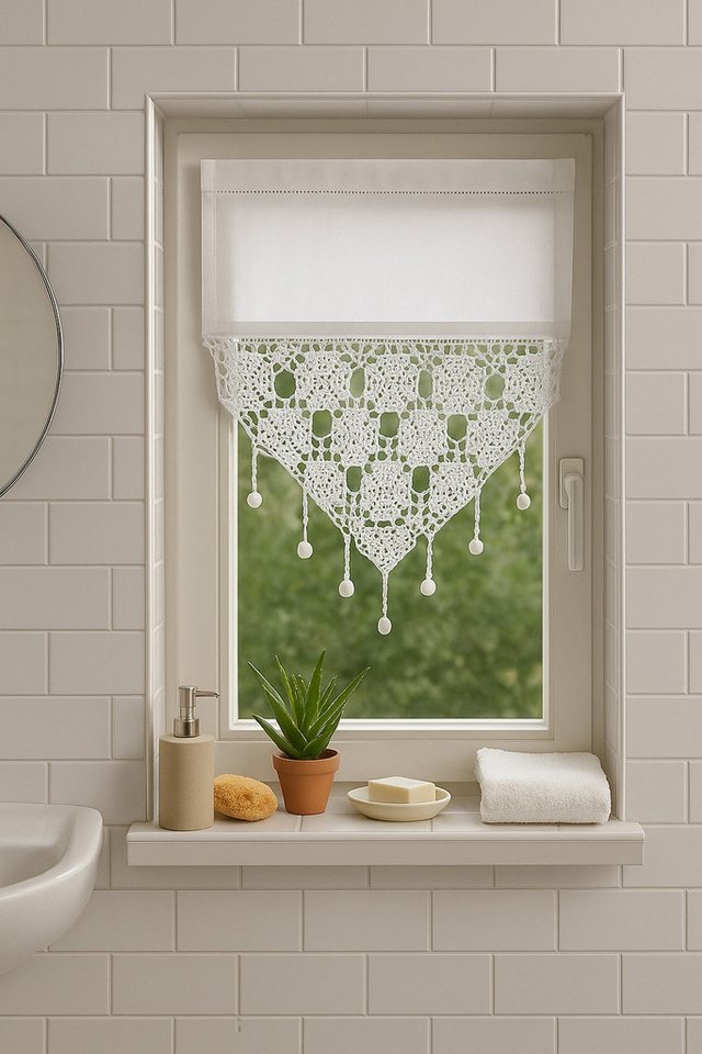 HOSSNER - ART OF HOME DECO Scheibengardine 55x60 cm (1 St), blickdicht, Baumwolle, Vintage, Romantische Stickerei von HOSSNER - ART OF HOME DECO