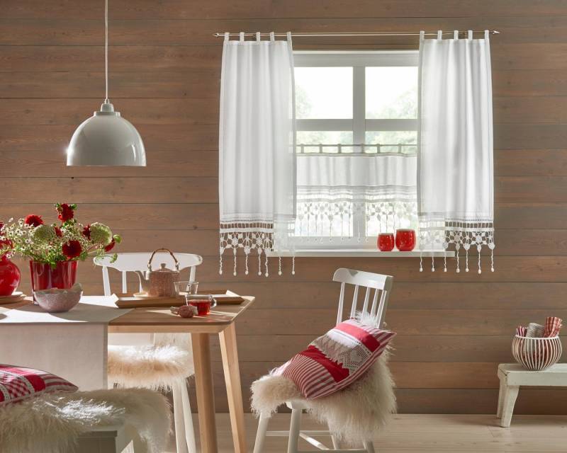 HOSSNER - ART OF HOME DECO Scheibengardine Großglockner (1 St), Schlaufen, halbtransparent, HxB: 120x47 von HOSSNER - ART OF HOME DECO