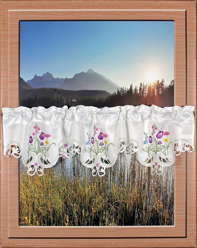 HOSSNER - ART OF HOME DECO Querbehang Blumensee, Stangendurchzug (1 St), blickdicht, Ausbrenner, m. Cut-Outs von HOSSNER - ART OF HOME DECO