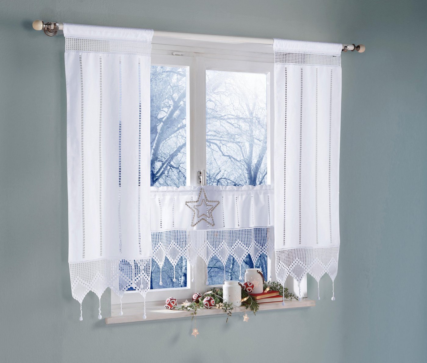 HOSSNER - ART OF HOME DECO Scheibengardine Attersee, Stangendurchzug (1 St), halbtransparent von HOSSNER - ART OF HOME DECO