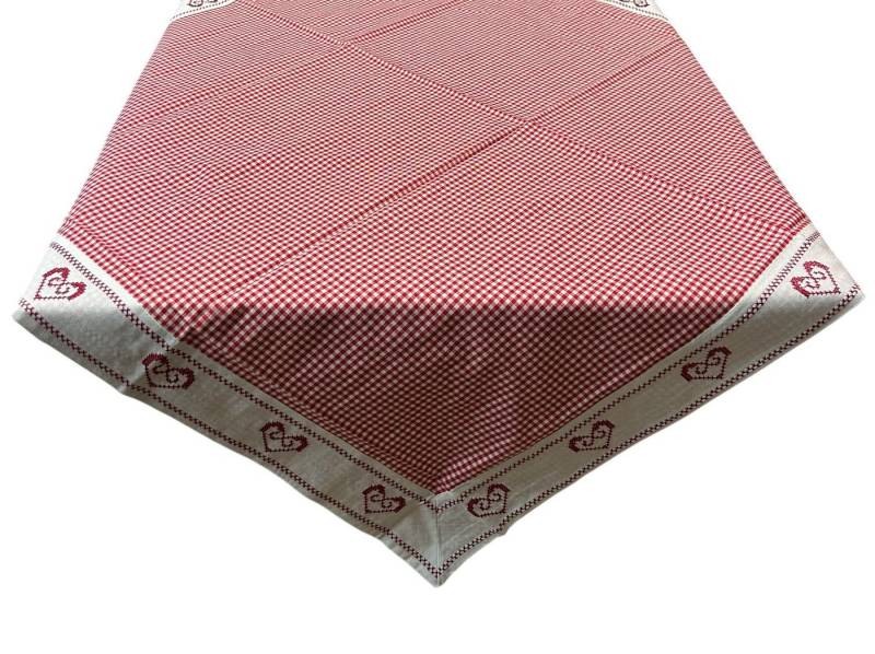 HOSSNER - HOMECOLLECTION Mitteldecke Herzkaro rot (1-tlg), Tischdecke, bedruckt 85 x 85 cm von HOSSNER - HOMECOLLECTION