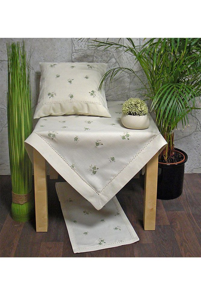 HOSSNER - HOMECOLLECTION Mitteldecke Tittling 40 x 40 cm (1-tlg), Deckchen Mitteldecke romantisch bestickt von HOSSNER - HOMECOLLECTION