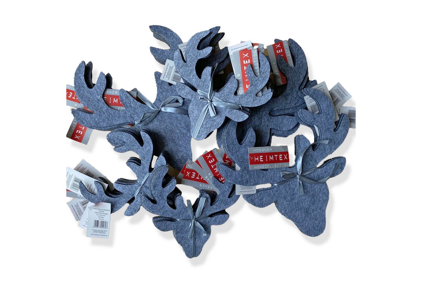 HOSSNER - HOMECOLLECTION Platzset Tischset aus Filz im Hirsch Motiv Unterlage als Tisch Deko Weihnachten, (6-teiliges Set, grau), in 2 Größen: 30 x 30cm und 20 x 20cm von HOSSNER - HOMECOLLECTION