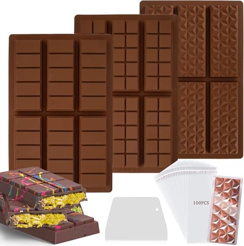 Schokoladenform Silikon Tief, 3 Stück Müsliriegel Backform, Antihaft, BPA-frei, multifunktional für Kekse, Backform für Schokolade Praline Brownie Cornbrot Käsekuchen Schokoladenform Silikon Tief, 3 Stück Müsliriegel Backform, Antihaft, BPA-frei, multifunktional für Kekse, Backform für Schokolade Praline Brownie Cornbrot Käsekuchen von HOSSOM