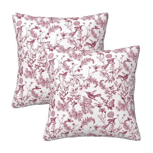 HOSTECCO Burgunderrote Toile-Kissenbezüge 50 x 50 cm, 2 Stück, Blumen-Vogel, Kissenbezüge, Bauernhaus, dekorative Kissenbezüge für Sofa, Couch HOSTECCO Burgunderrote Toile-Kissenbezüge 50 x 50 cm, 2 Stück, Blumen-Vogel, Kissenbezüge, Bauernhaus, dekorative Kissenbezüge für Sofa, Couch von HOSTECCO