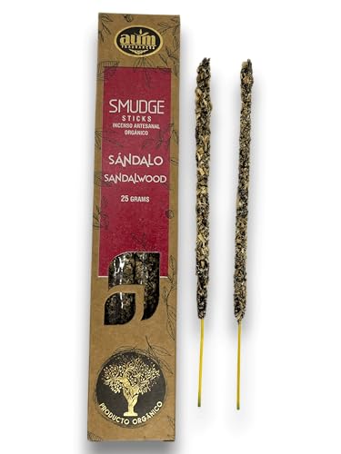 Bio Räucherstäbchen AUM Düfte – handgefertigt in Indien mit natürlichen Inhaltsstoffen – ungiftig – tierversuchsfrei – Bio – HOSTENATURA (Sandelholz) von HOSTENATURA