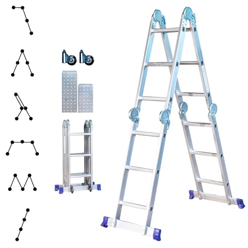 Gelenkleiter Stavalance 4x3 Aluminium Multifunktionsleiter 3x4 Stufen - 3,6 m Länge klappbar - Leiter 4-teilig bis 150 kg - Gelenkleiter Klappleiter Stehleiter Aluleiter von Hoström
