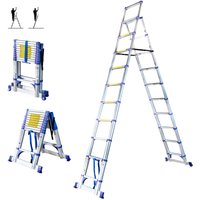 Hoström - Teleskop-Trittleiter mit 11 Stufen EXTENDACT11, Teleskopleiter 3.2m+2.9m, faltbare Trittleiter, Stabilisator, Max. Arbeitshöhe 4.7m, 5 von HOSTRÖM