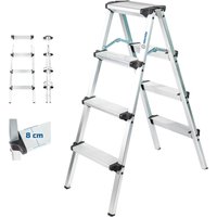 Stehleiter mit 4 Stufen HOMILIX4, kleine zusammenklappbare Stehleiter, Aluminium, kompaktes und robustes Design, max. Arbeitshöhe 2,59m, 5 Jahre von HOSTRÖM