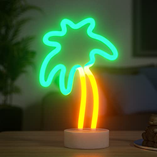 HOSYMO Kokospalme Neon Light, LED Neon Schild Leuchtreklame mit Ständer, Batterie oder USB Betrieben, Kokosnussbaum Neon Sign Licht Deko für Party, Bar, Schlafzimmer, Weihnachten von HOSYMO